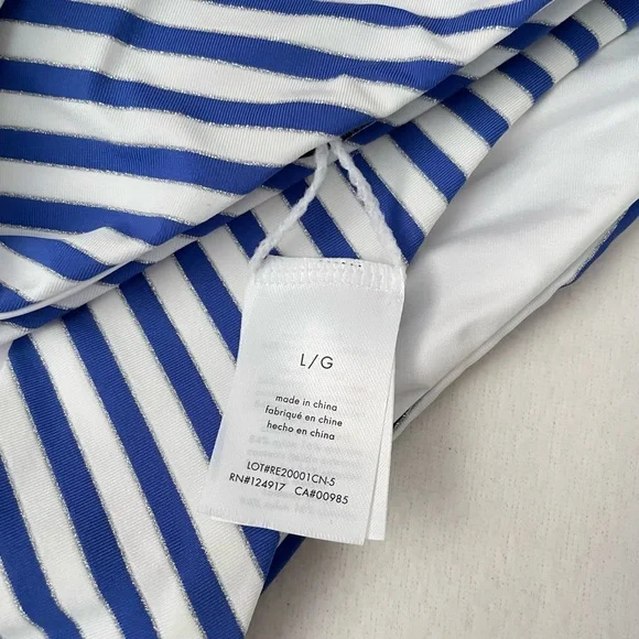 Onia Woman Strip Blue Bikini Bottom Size: L - Picture 5 of 5